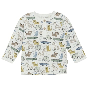 Leichtes Shirt langarm Tiere weiß