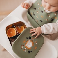 Edelstahl Brotdose Löwe olive-grün