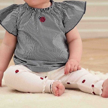 Edle Leggings Marienkäfer cremeweiß