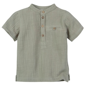 Leichtes Musselin Shirt kurzarm khaki