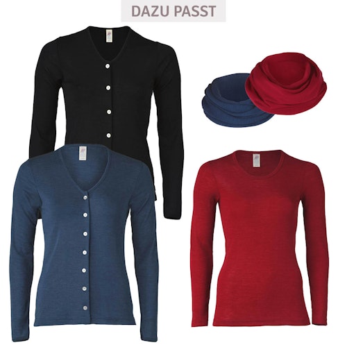 Damen Wolle Seide Langarmshirt