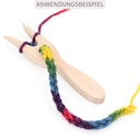 Vorschaubild Strickgabel mit Bio-Wolle – blau, grün, gelb