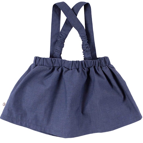 Mädchen Flatterrock mit Trägern in Leinen-Jeansoptik