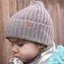 Vorschaubild Warme Strickmütze Merinowolle Kaschmir grau