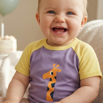 Raglanshirt kurzarm 1 Jahr Giraffe