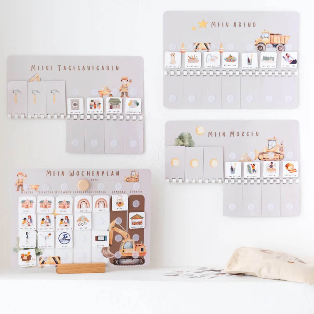 Wochenplaner mit Baustellen Motiv und 3 Routineplänen