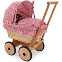 Vorschaubild Korb Puppenwagen aus Holz rot-weiß