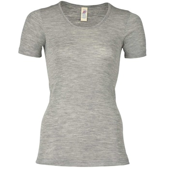 Damen Wolle Seide kurzarm Shirt hellgrau