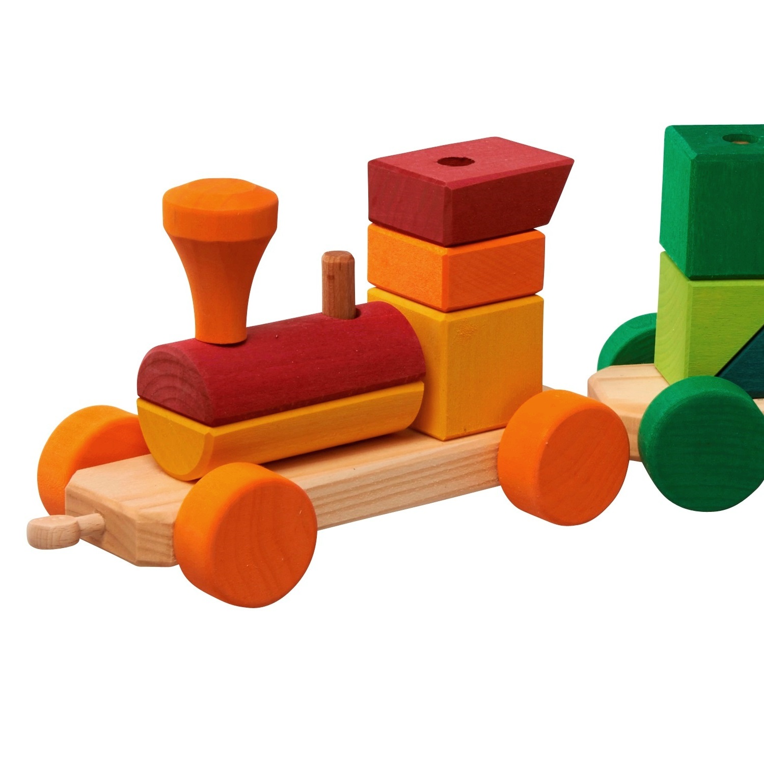 Bunter Zug 25-tlg. zum Ziehen und Stapeln der Bauklötze
