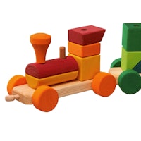 Bunter Zug 25-tlg. zum Ziehen und Stapeln der Bauklötze