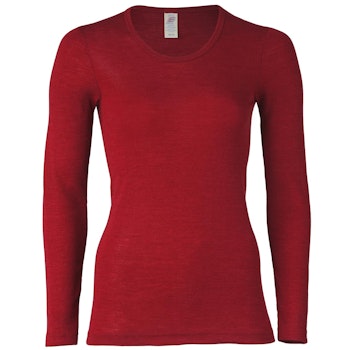 Damen Wolle Seide Langarmshirt walnuss-braun