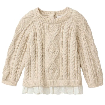 Edler Strickpullover Blusenborte beige