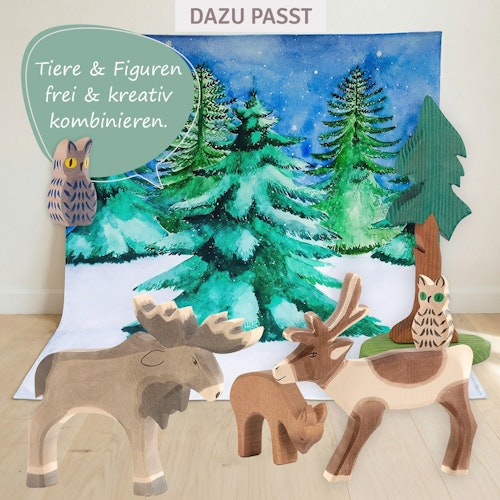 Ostheimer Tanne lang mit Stamm und Stütze - Holzbaum 30 cm