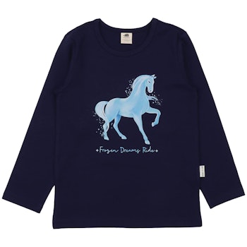 Blaues Langarmshirt mit Pferde-Motiv