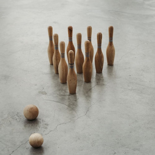 Vintage Bowling Set für Kinder natur