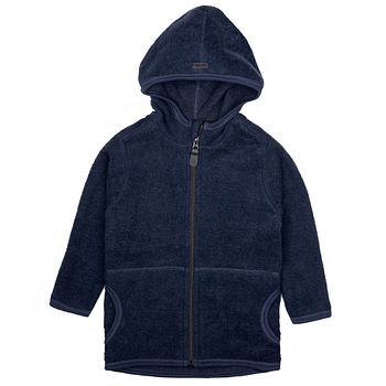 Merinowolle Fleece Jacke Kapuze marine