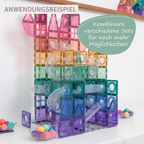 Connetix Magnetbausteine Kugelbahn 114 Teile – pastell