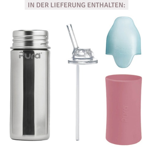 Isolierte Trinkhalm Flasche Kids -  rosa
