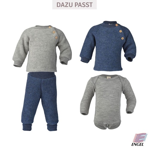 Woll Fleece Pullover Holzknöpfe