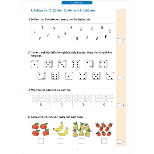 Tests in Mathe – Lernzielkontrollen 1. Klasse