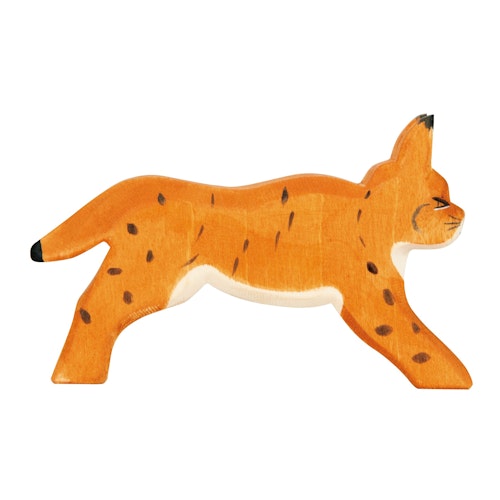 Luchs laufend Holzfigur 5,5 cm