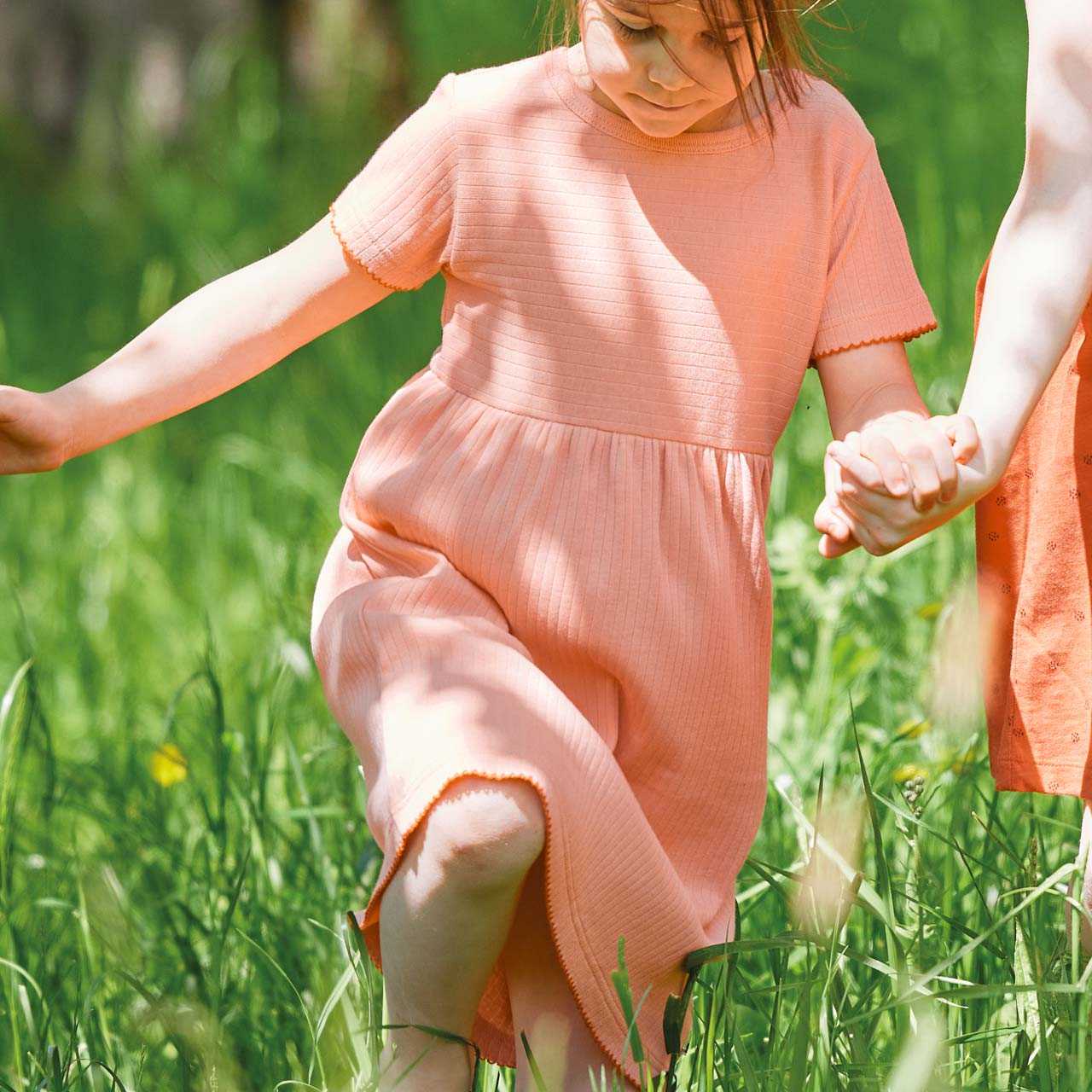 Dehnbares Kleid kurzarm Rippe