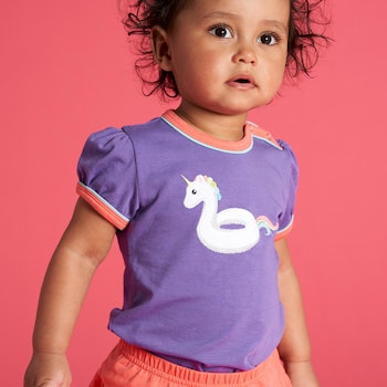 Mädchen kurzarm Shirt Zebra Puffärmel