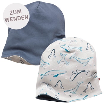 Wende Beanie Wale hellgrau