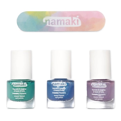 Kinder Nagellack 3er Set Karibik, Electric Blue, Glitzer Violett