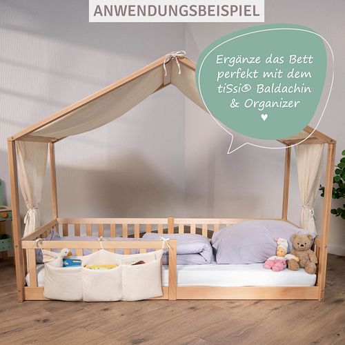 Montessori Bett 140x200 natur – Bodenbett mit Rausfallschutz