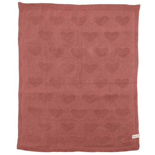 Babydecke Baumwollstrick Herzen altrosa 80 x 100 cm