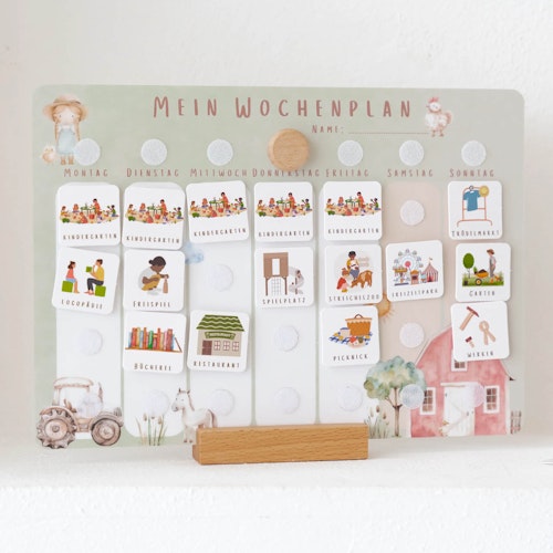 Wochenplaner mit Bauernhof Motiv und 3 Routineplänen