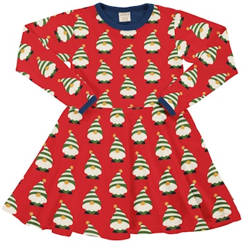 Langarm Flatterkleid Weihnachtself rot