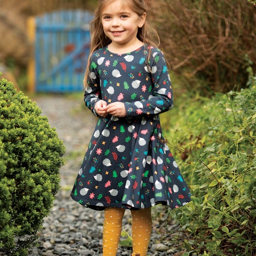 Mädchen Kleid langarm Regenbogen-Optik