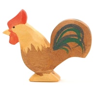 Hahn braun Holzfigur 5 cm hoch
