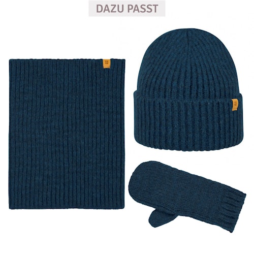 Damen Alpaka-Woll Mütze blau