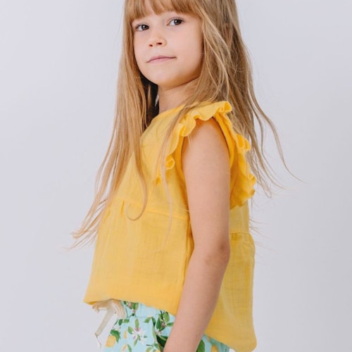 Musselin Bluse mit Voläntchen gelb