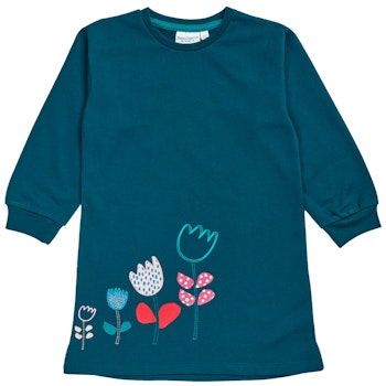 Sweatkleid Blumen-Aufnäher dunkel petrol
