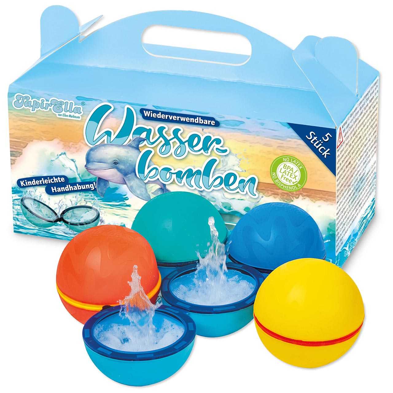Wiederverwendbare Wasserbomben super stabil – 5er-Set