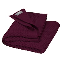 Kuschelige Waben Strickdecke Wolle 80x100 cm cassis