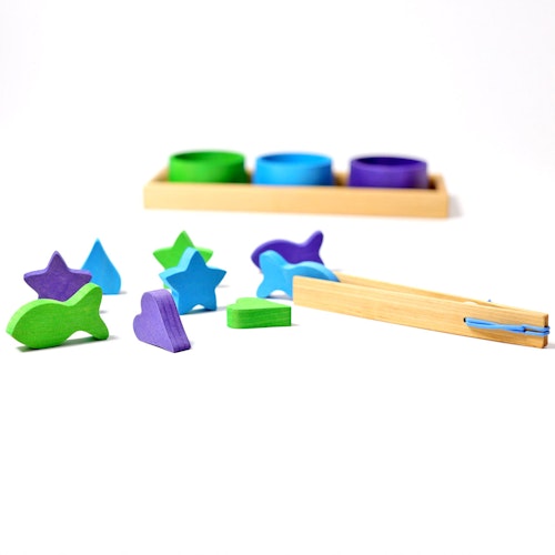 Sortierspiel 6 Regenbogenschälchen inkl. 18 Figuren und 2 Zangen