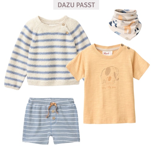 Hochwertige Bermuda Sweat Shorts blau gestreift