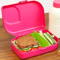 Brotdose mit flexiblem Trennsteg pink - 18,5 x 12,5 x 5 cm