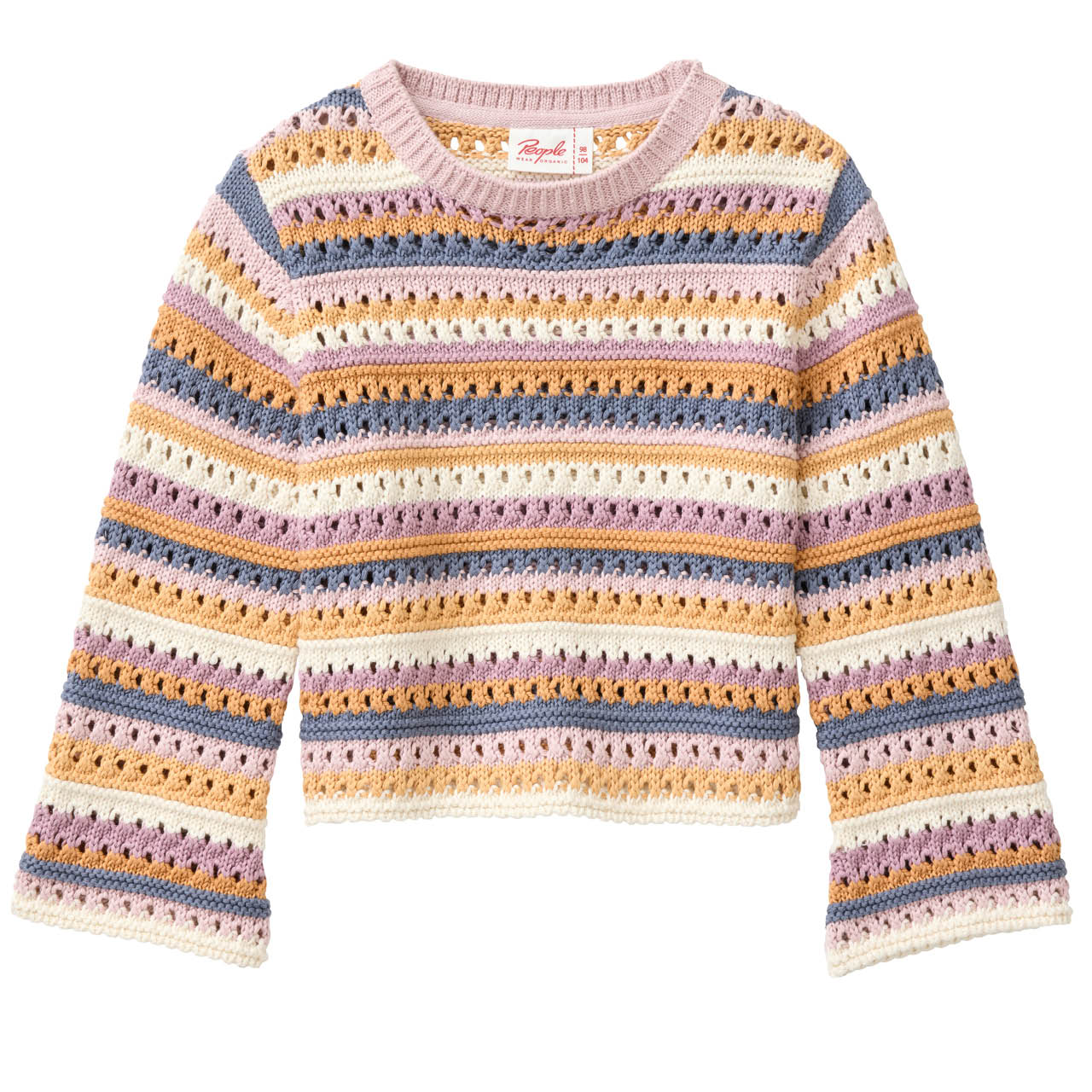 Leichter Strickpullover bunt geringelt