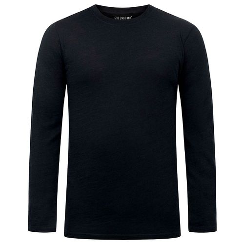 Herren Langarmshirt Wolle schwarz M