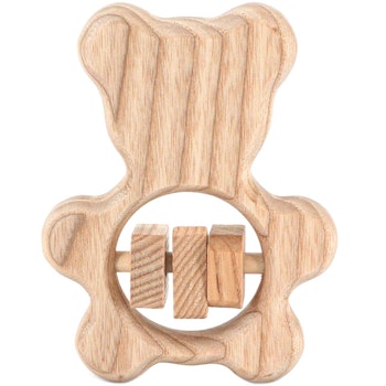 Babyrassel Bär aus Holz für Babys ab 0 M.