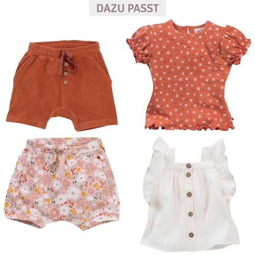 Verspieltes Ripp T-Shirt Blätter