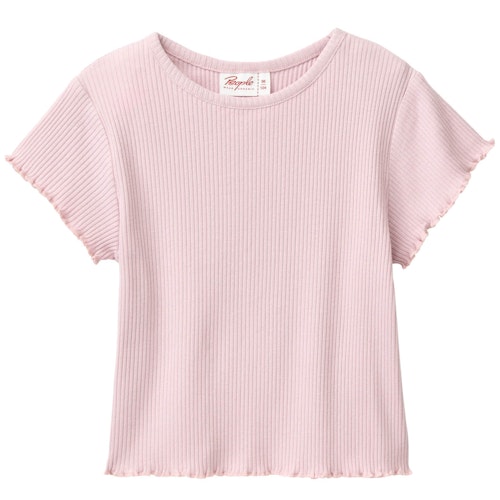 Weiches Rippe T-Shirt rosa