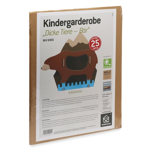 Kindergarderobe Bär – Wandgarderobe mit 7 Haken