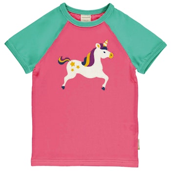 Weiches Raglan T-Shirt Einhorn rosa